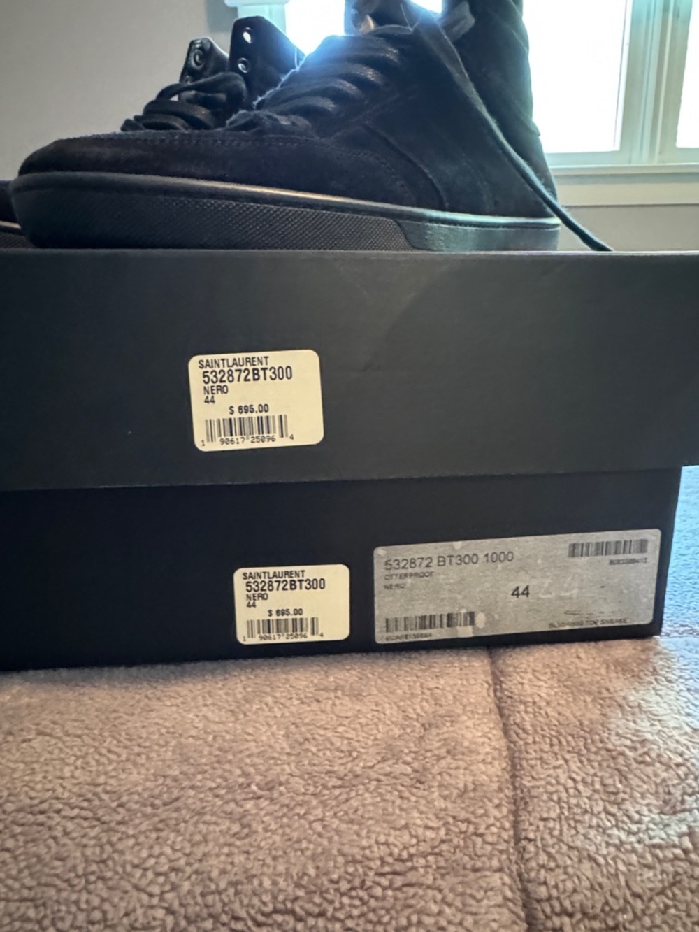 Saint Laurent Men’s Black Suede High-Top Sneakers - Lace-Up - Picture 2 of 7